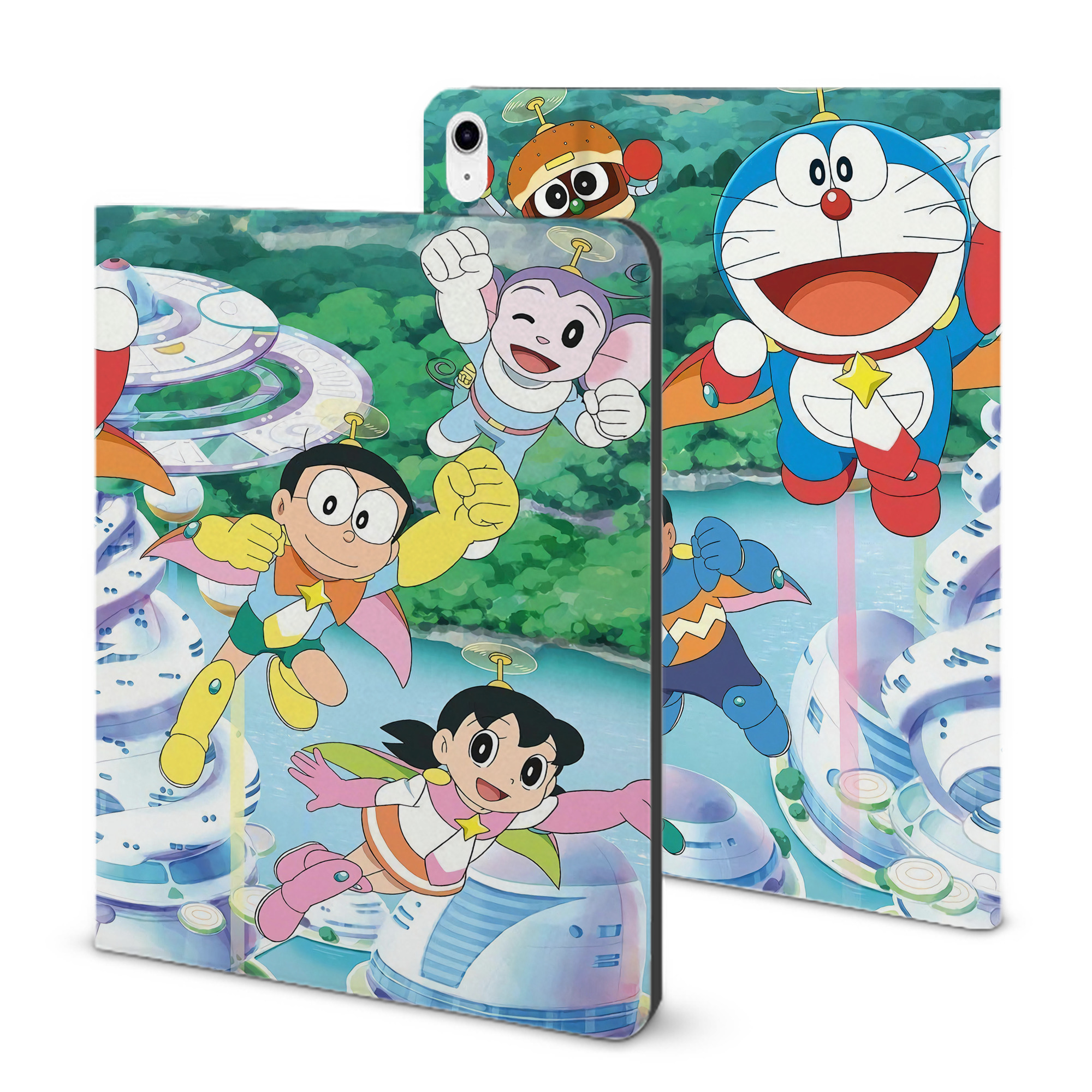 （画像用） ドラえもん Doraemon IPad ケース ブック型 PUレザー TPU 耐衝撃 軽量 薄型 ペン収納なし 全面保護 IPad 各モデル対応
